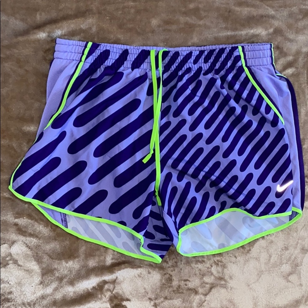 Purple and Green Nike Dri-Fit Shorts